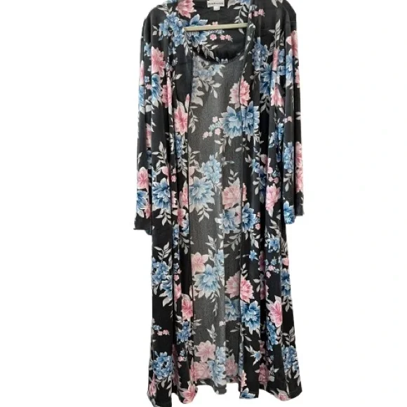 Miss Elaine Long Robe/Dress Full Length Zipper Side Pockets L - Picture 2 of 6